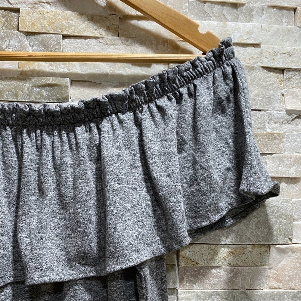 CURRENT Elliott Ruffle Top Gray Off Shoulder Top - Picture 3 of 7